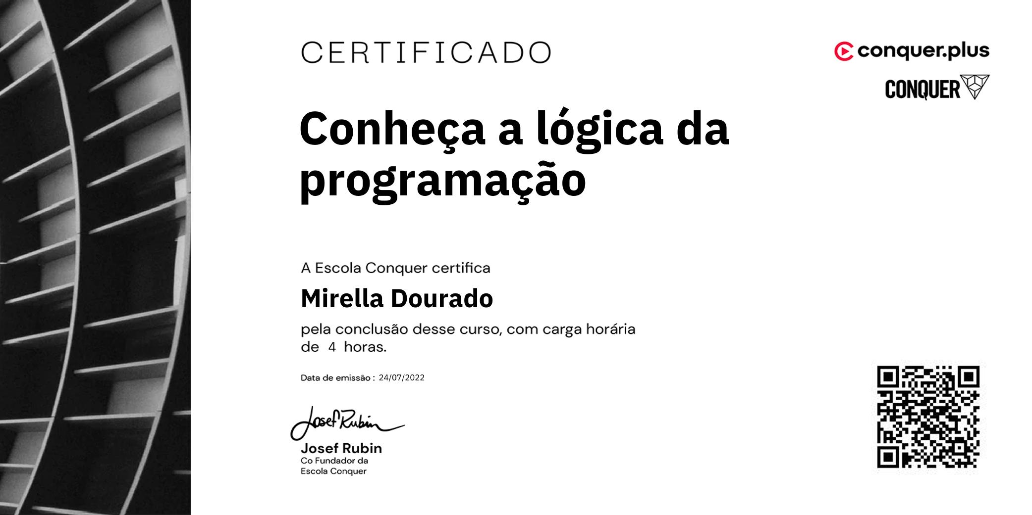 Certificado de Conheça a lógica da programação